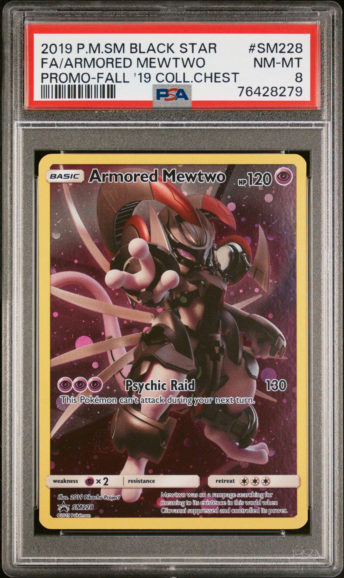 2019 Pokemon Sm Black Star Promo Fa/Armored Mewtwo #Sm228 (Promo-Fall '19 Coll.chest) Nm-Mt 8 front