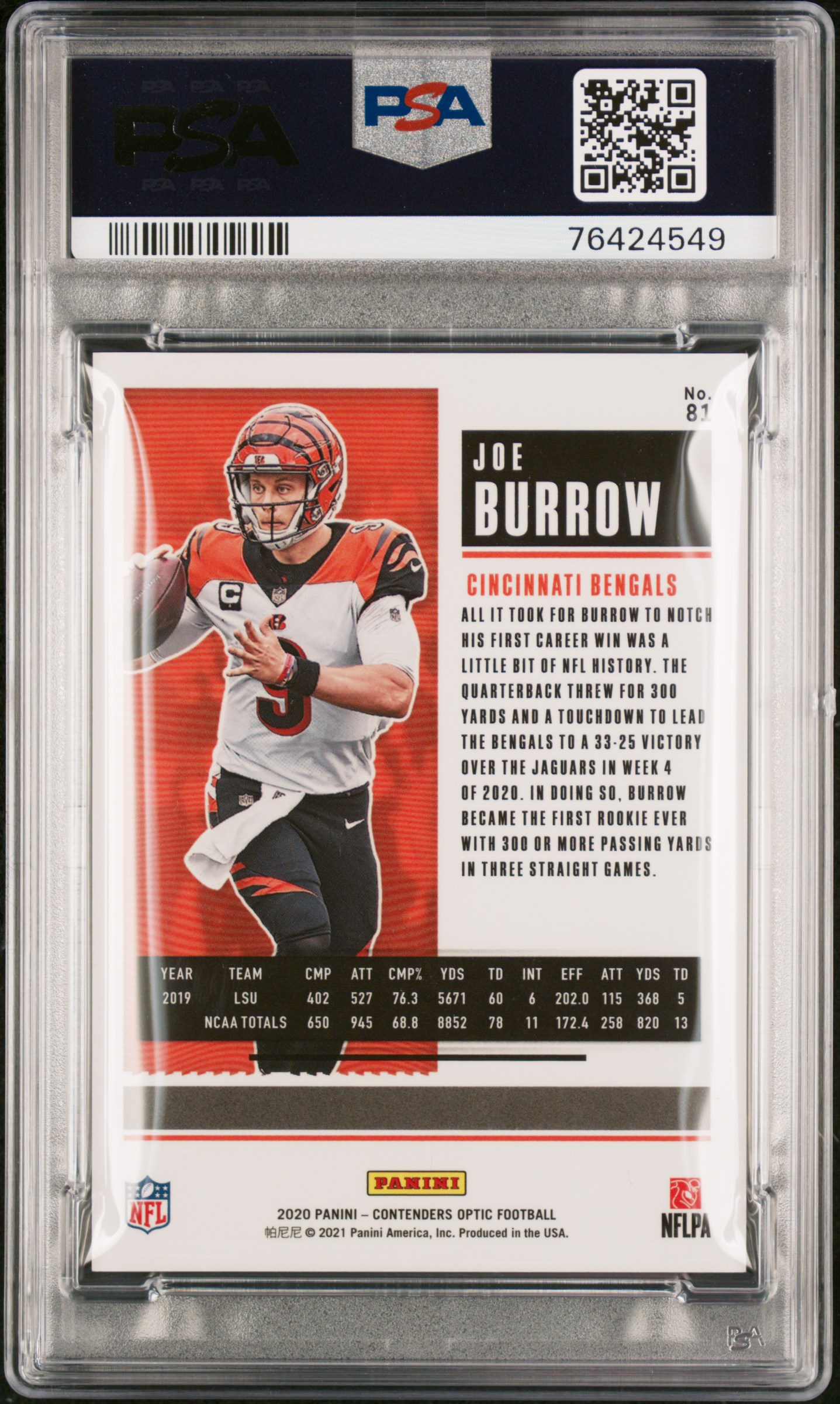 Joe Burrow - Cincinnati Bengals 2021 Panini Contenders Season Ticket # –