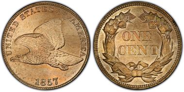 1857 1C Flying Eagle MS65