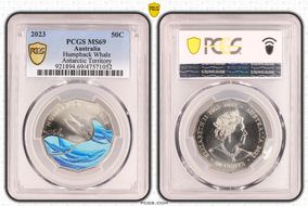 2023 50C Humpback Whale Colorized Antarctic Territory MS69