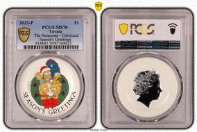 2022-P $1 The Simpsons - Colorized Season's Greetings MS70