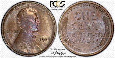 1922 No D 1C Strong Reverse MS62BN