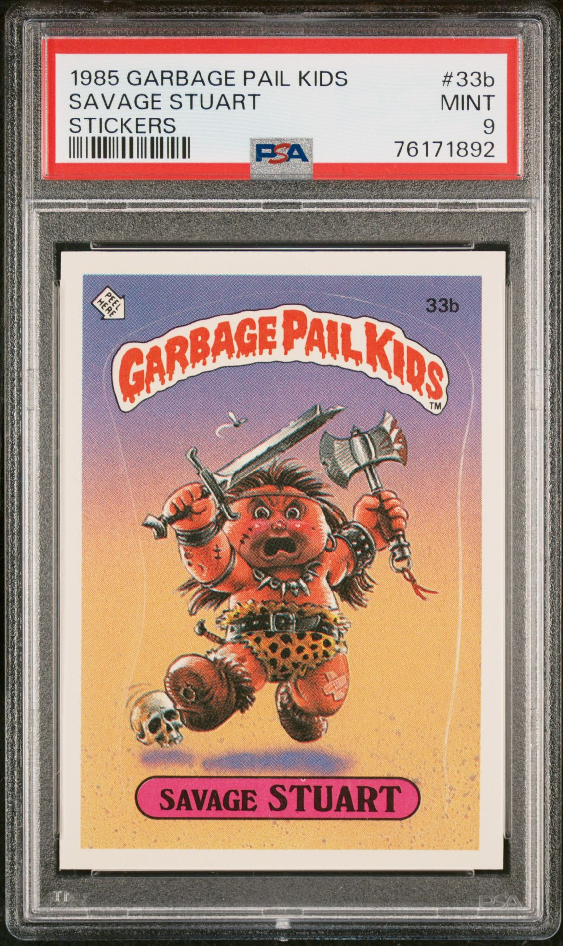 1985 Topps GARBAGE PAIL KIDS STICKERS #33B Savage Stuart front