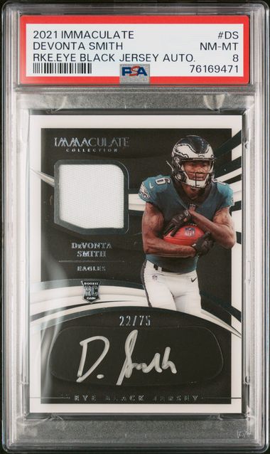 2021 Panini Immaculate Collection Rookie Eye Black Jersey Autographs Ds Devonta  Smith – PSA NM-MT 8 on Goldin Auctions