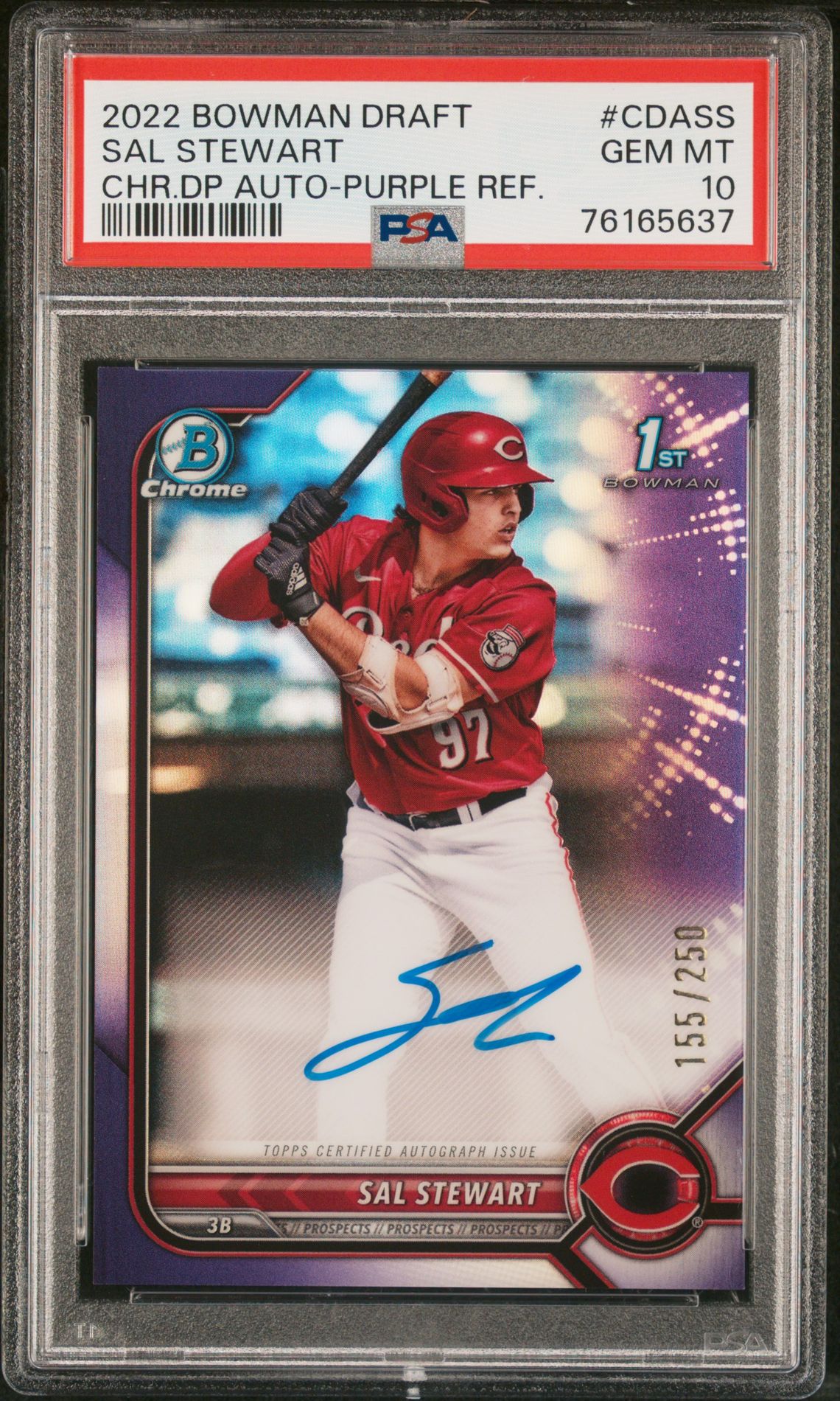2022 Bowman BOWMAN DRAFT CHROME DRAFT PICK AUTOGRAPHS Purple #CDASS Sal Stewart front
