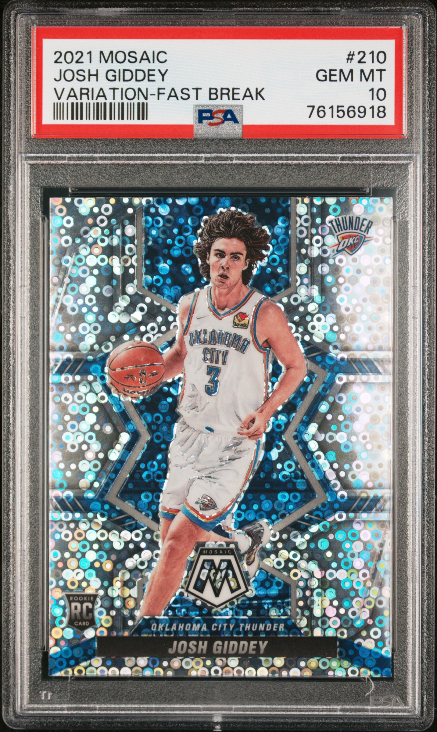 2021 Panini Mosaic Fast Break Prizm #210 Josh Giddey Rookie Card – PSA GEM MT 10