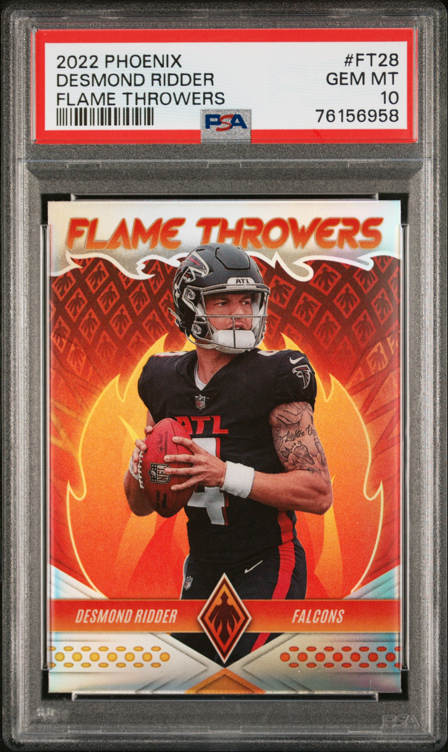 2022 Panini Phoenix Flame Throwers #FT28 Desmond Ridder – PSA GEM MT 10