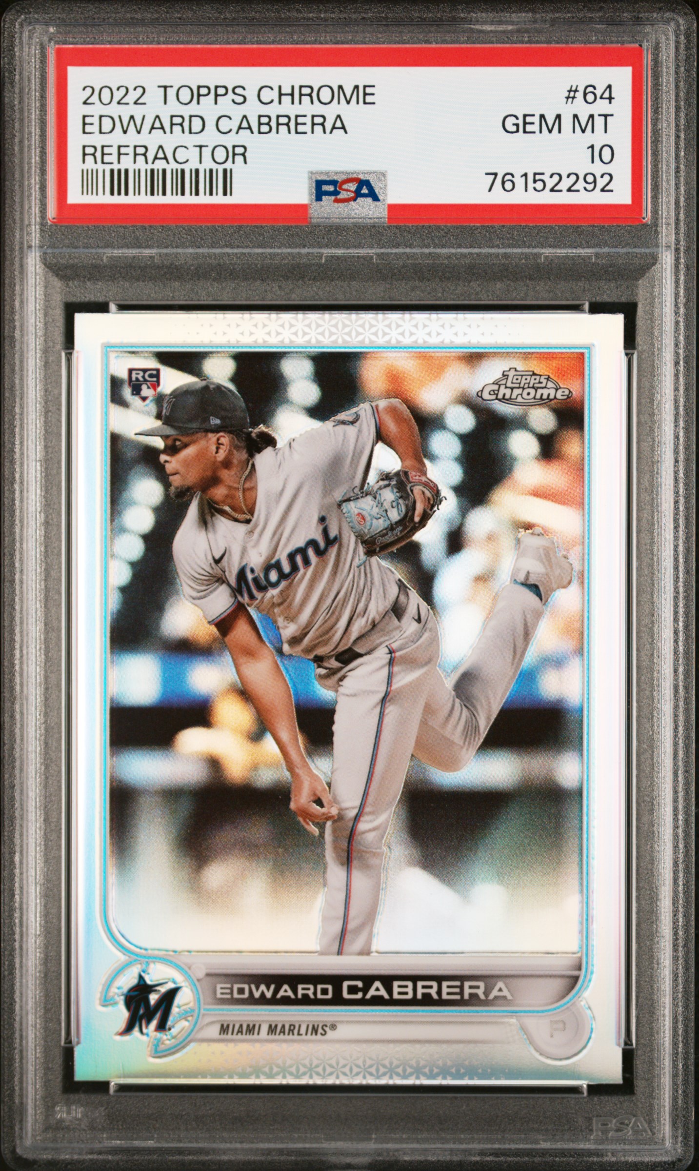 2022 Topps Chrome Refractor #64 Edward Cabrera Rookie Card – PSA GEM MT 10