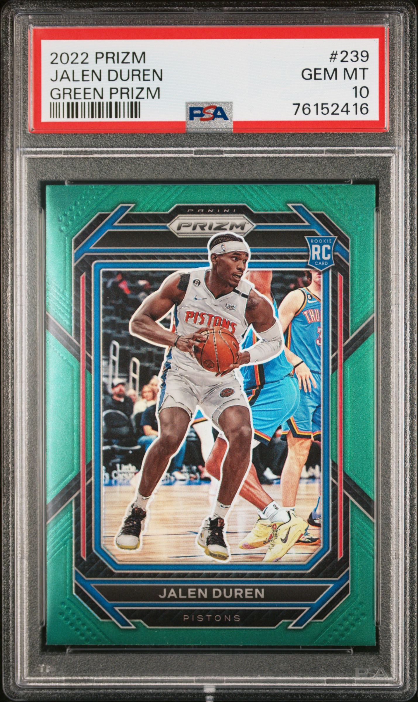 2022 Panini Prizm Green Prizm 239 Jalen Duren – PSA GEM MT 10