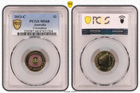 2013-C $2 Coronation Colorized MS68