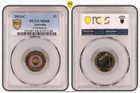 2013-C $2 Coronation Colorized MS68