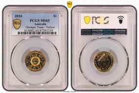 2016 $2 Olympic Team - Yellow Colorized MS65