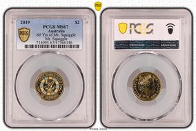 2019 $2 60 Yrs of Mr. Squiggle Mr. Squiggle Colorized MS67