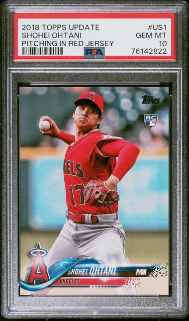 2018 Topps Update Shohei Ohtani (Pitching Red Jersey) #US1.1 PSA 8