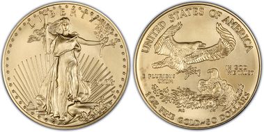 2006-W $50 Burnished Gold Eagle 20th Anniversary First Strike SP69