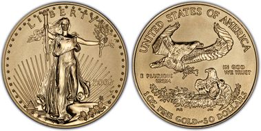 2006-W $50 Eagle-20th Anniv. Rev PR Eagle-20th Anniv. Rev PR First Strike PR70