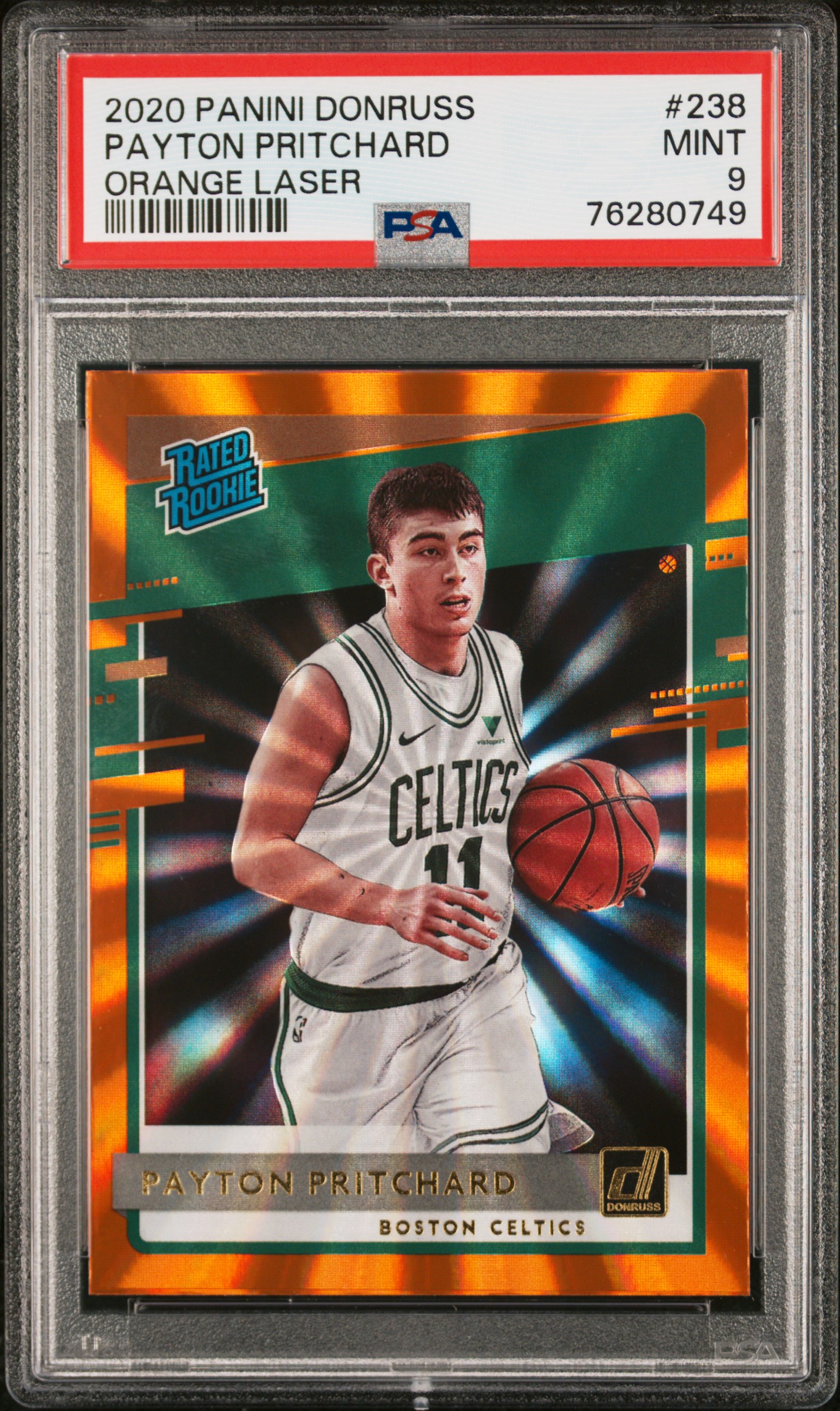 2020 Panini Donruss Orange Laser #238 Payton Pritchard PSA 9