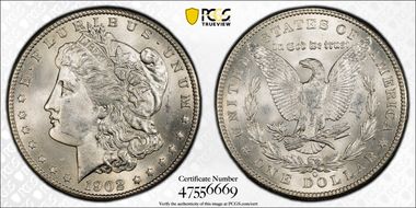 1902-O $1 VAM 54, Doubled Ear MS64