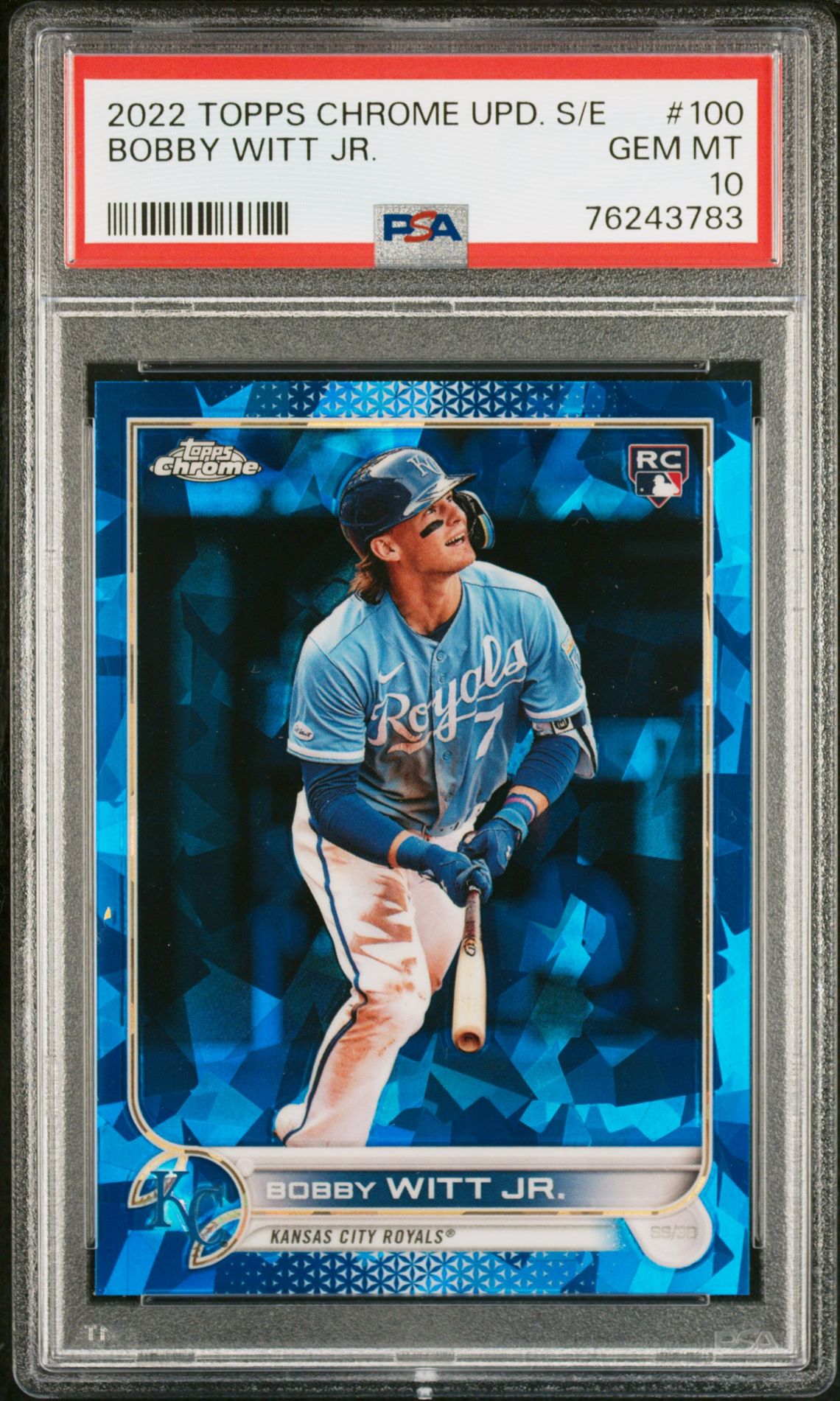 2022 Topps Chrome TOPPS CHROME UPDATE SAPPHIRE EDITION #100 Bobby Witt Jr. front