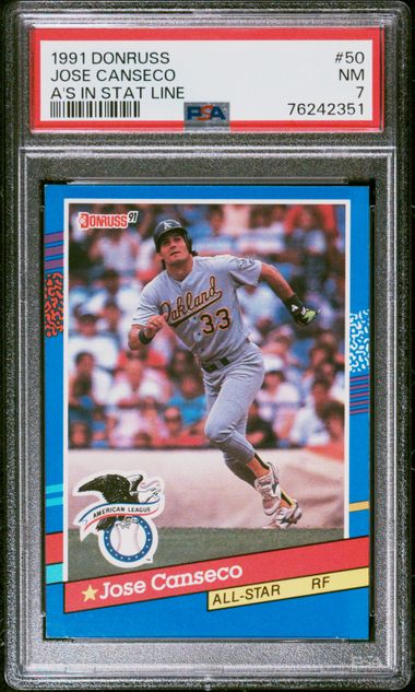 Lot - 1986 Donruss # 39 Jose Canseco Rated Rookie PSA 8