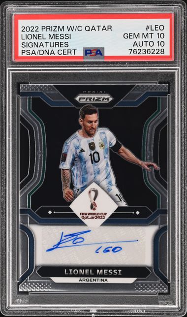 2022 Panini Prizm World Cup Qatar Signatures #LEO Lionel Messi PSA