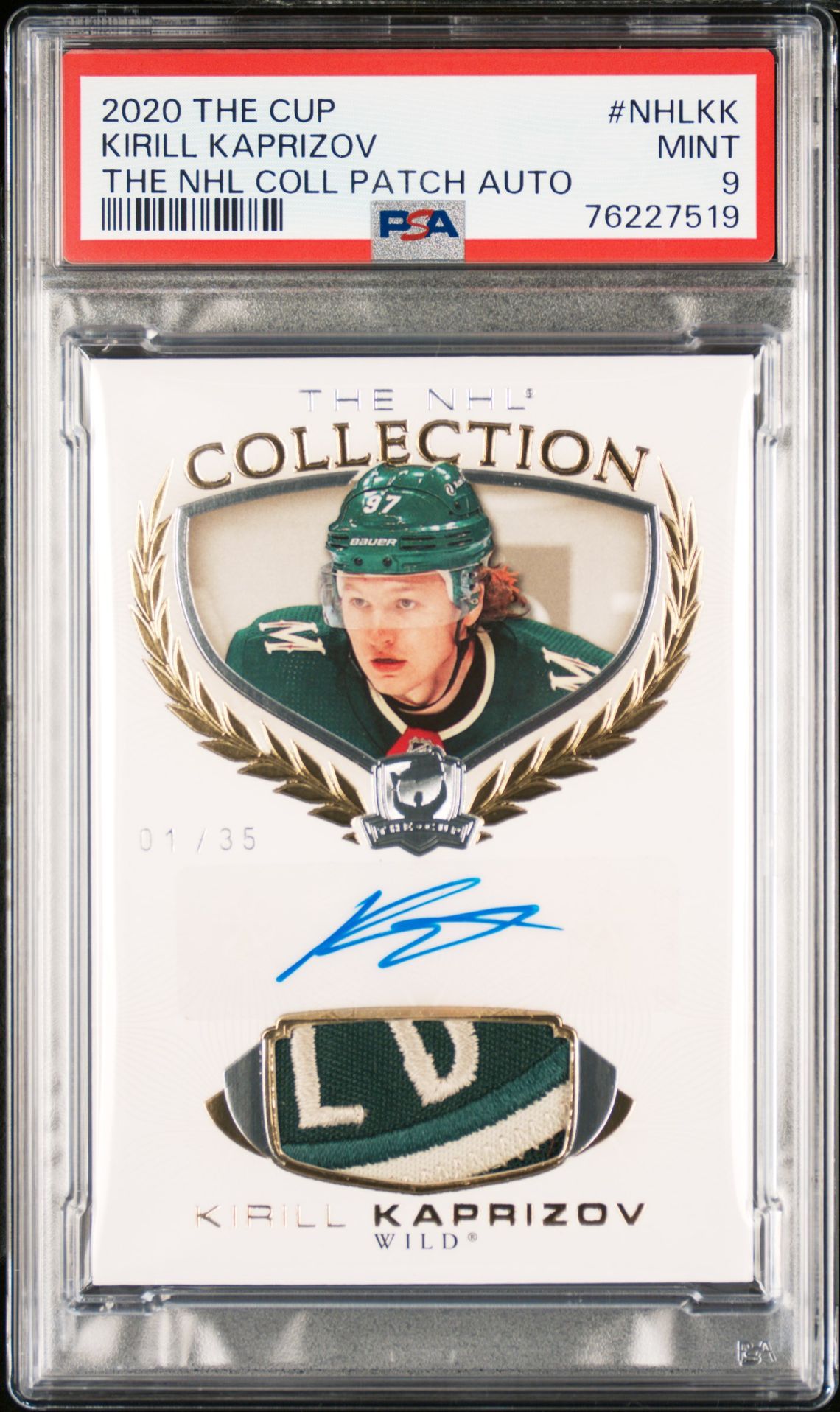 2020 Upper Deck UPPER DECK THE CUP THE NHL COLLECTION PATCH AUTOGRAPHS THE NHL COLL PATCH AUTO #NHLKK Kirill Kaprizov front