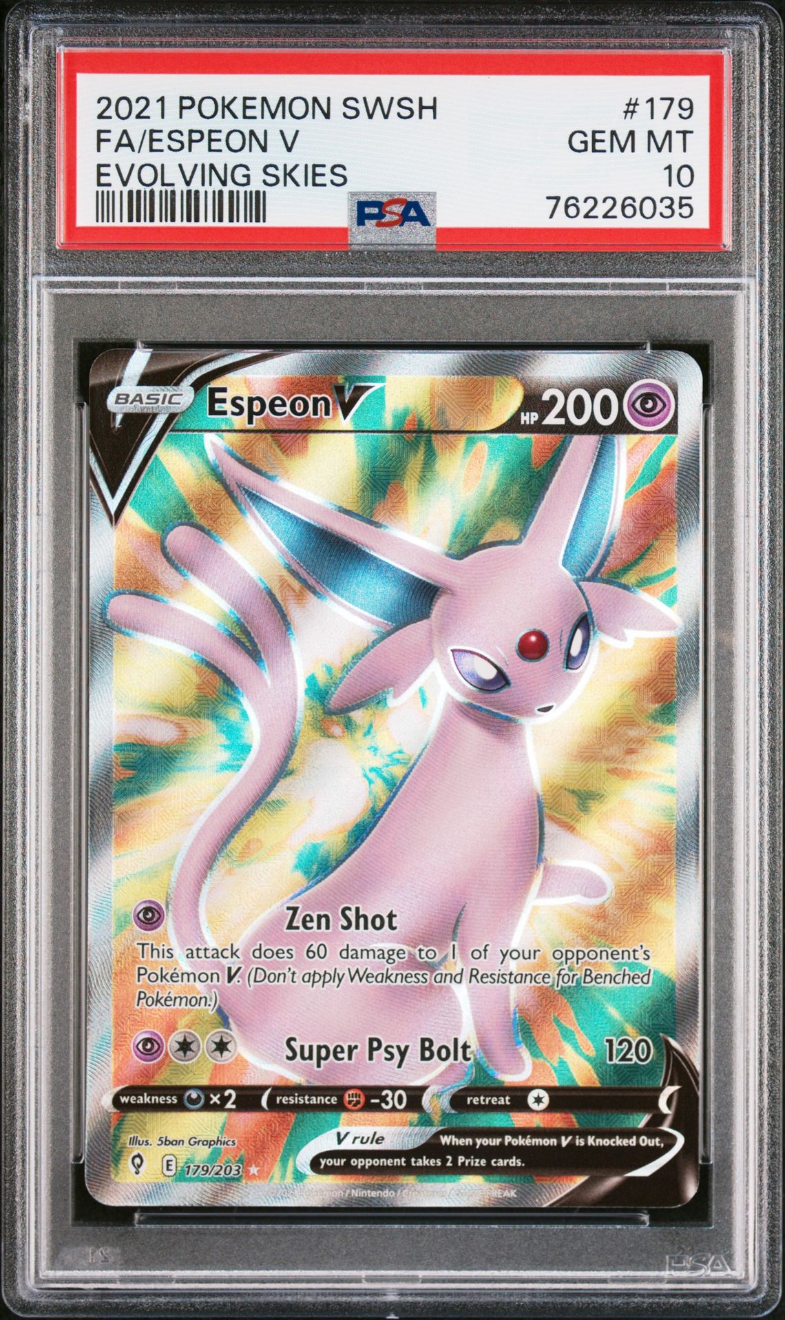 2021 Pokemon POKEMON SWORD & SHIELD EVOLVING SKIES #179 Fa/Espeon V front