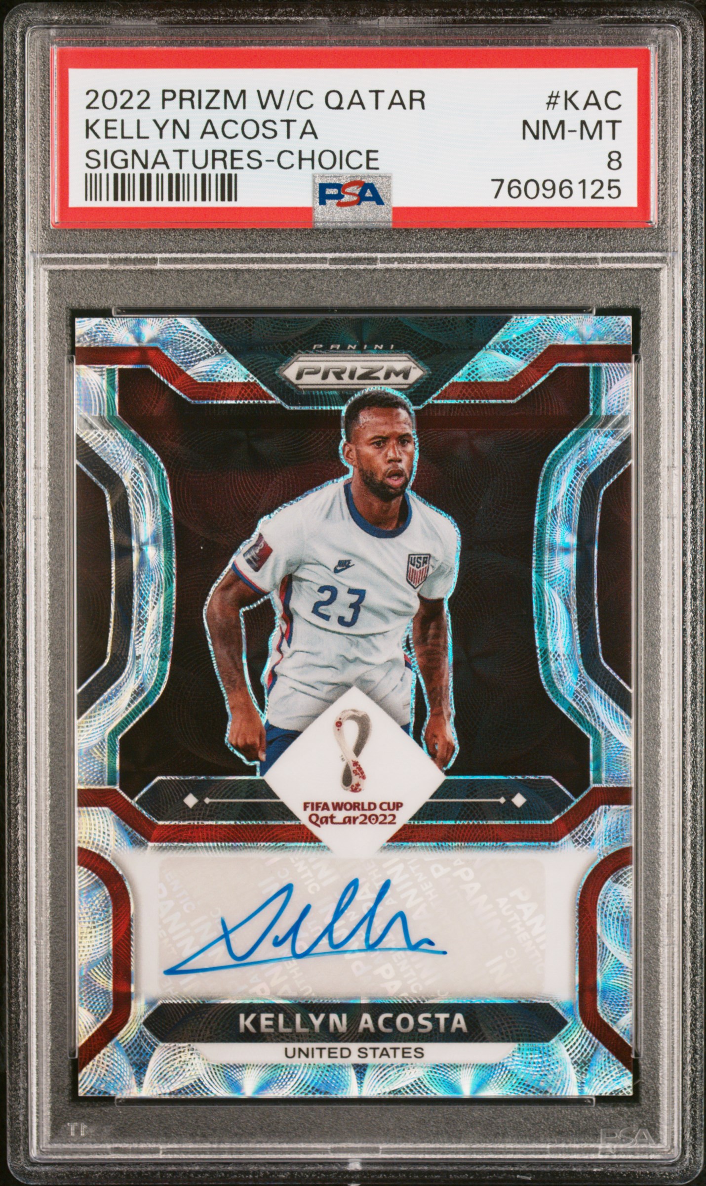 2022 #KAC Kellyn Acosta PSA 8 Panini Prizm World Cup Qatar Signatures