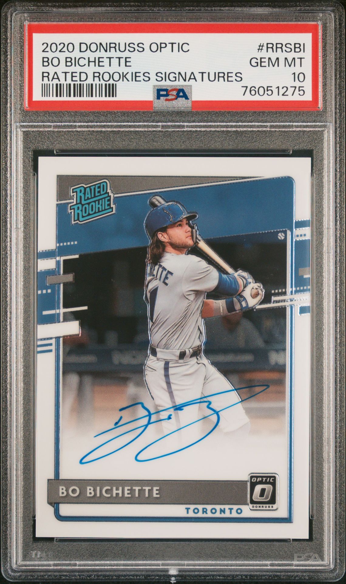 2020 Panini Donruss Optic Rated Rookies Signatures Bo Bichette #Rrsbi (Rated Rookies Signatures) Gem Mt 10 front