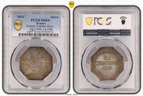 "1831" Jeton Comm. Experts Gouv. Ag Corne, Lg Date MS64