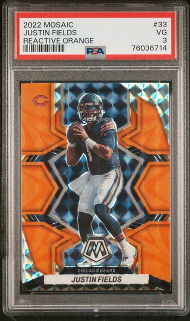 Justin Fields Orange Reactive 2022 Mosaic Football #33 Chicago Bears