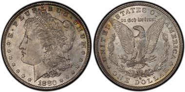 1880-O $1 VAM 6C, 8/7 Ear MS61