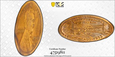 1933 Elongated M&D-102b Chicago World's Fair Sky Ride MS64RB