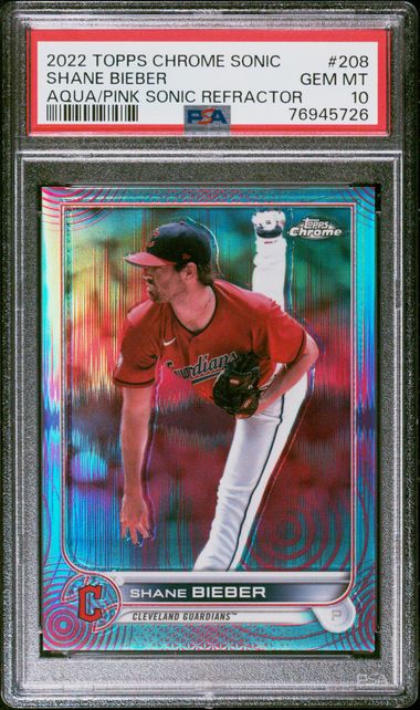 Shane Bieber 2022 Topps Chrome Baseball # 208 Cleveland Guardians