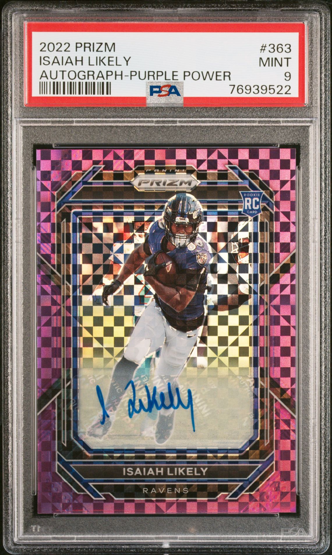 2022 Panini Prizm Isaiah Likely #363 (Autograph-Purple Power) Mint 9 front
