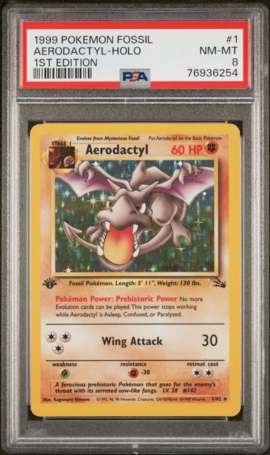 1999 Fossil #1 Aerodactyl - Holo (PSA 6 EX-MT)