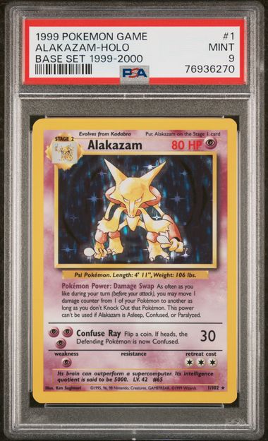 Alakazam Holofoil 1/102 Base Set Rare Pokemon Card REAL CARD 