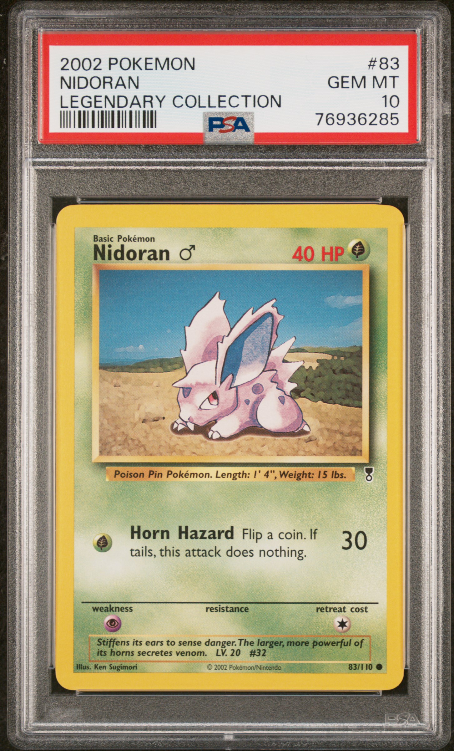 2002 Pokemon Legendary Collection 83 Nidoran – PSA GEM MT 10