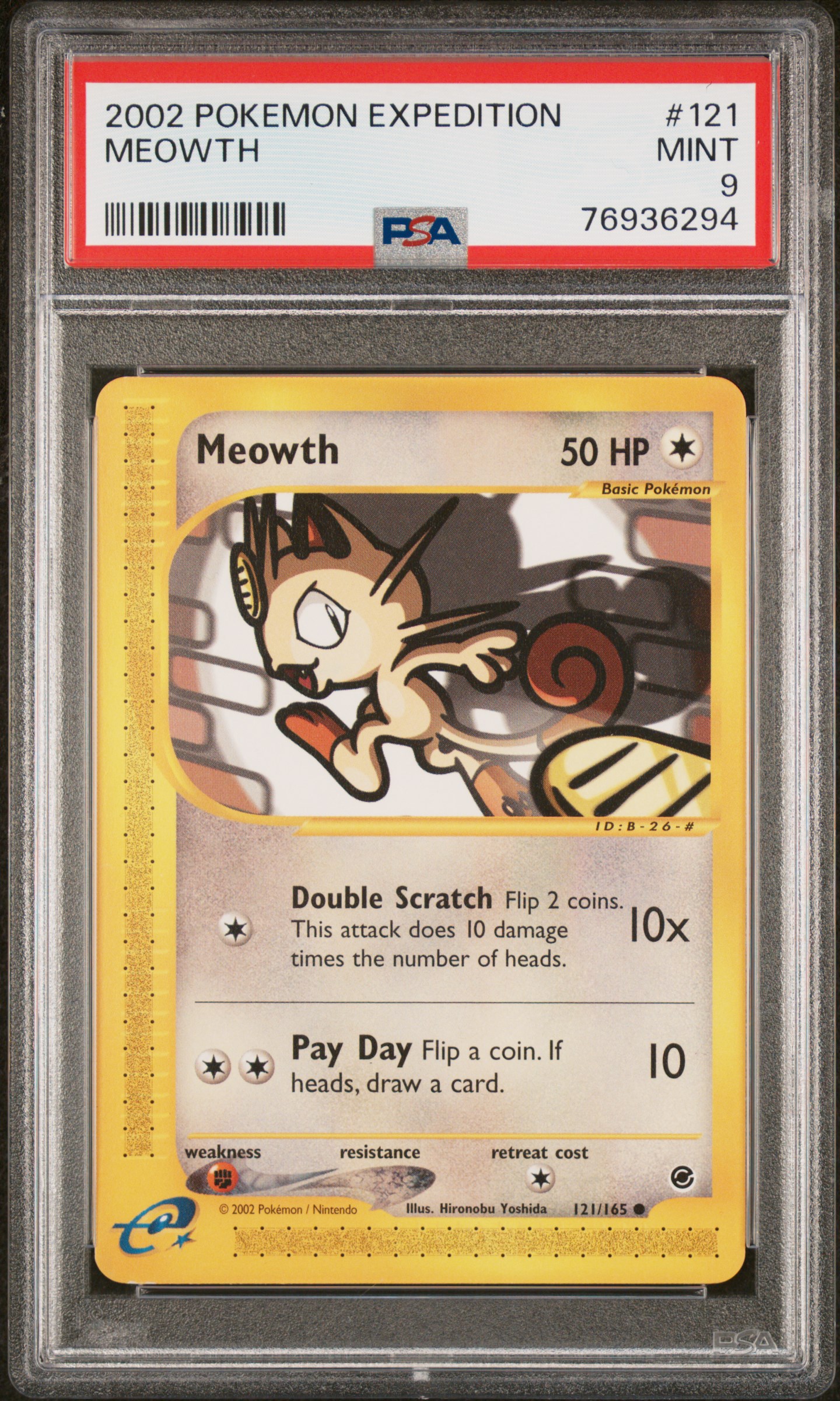 2002 Pokemon Expedition #121 Meowth – PSA MINT 9