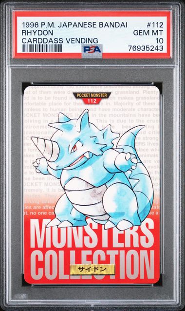 Rhydon card PSA 10, cert 76935243