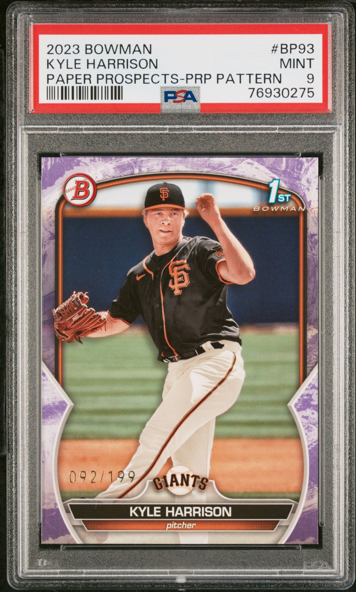 2023 Bowman BOWMAN PAPER PROSPECTS PRP PATTERN #BP93 Kyle Harrison front