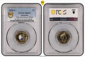 2020-C $2 75th Ann End of WWII Colorized MS67