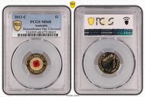 2012-C $2 Remembrance Day Colorized MS68