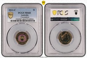 2013-C $2 Coronation Colorized MS68