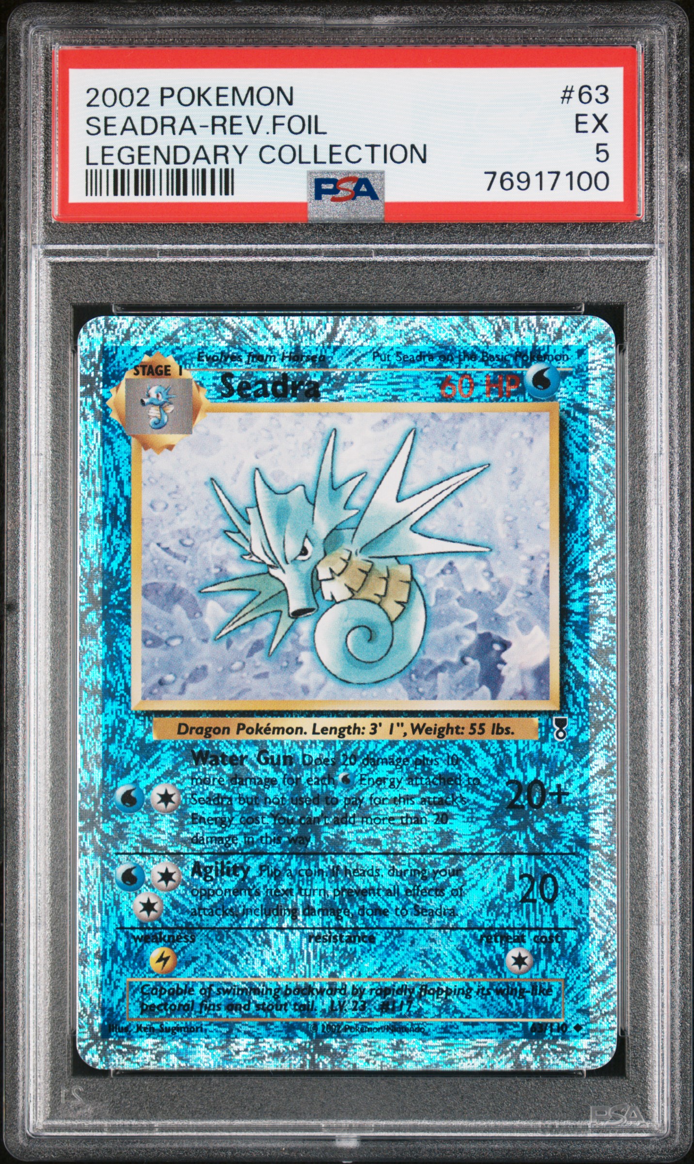 2002 Pokemon Legendary Collection #63 Seadra-Reverse Foil PSA 5