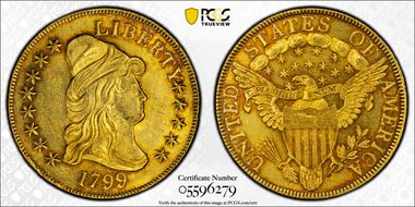 1799 $10 BD-8, Small Stars MS61