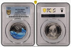 2023 50C Humpback Whale Colorized Antarctic Territory MS69