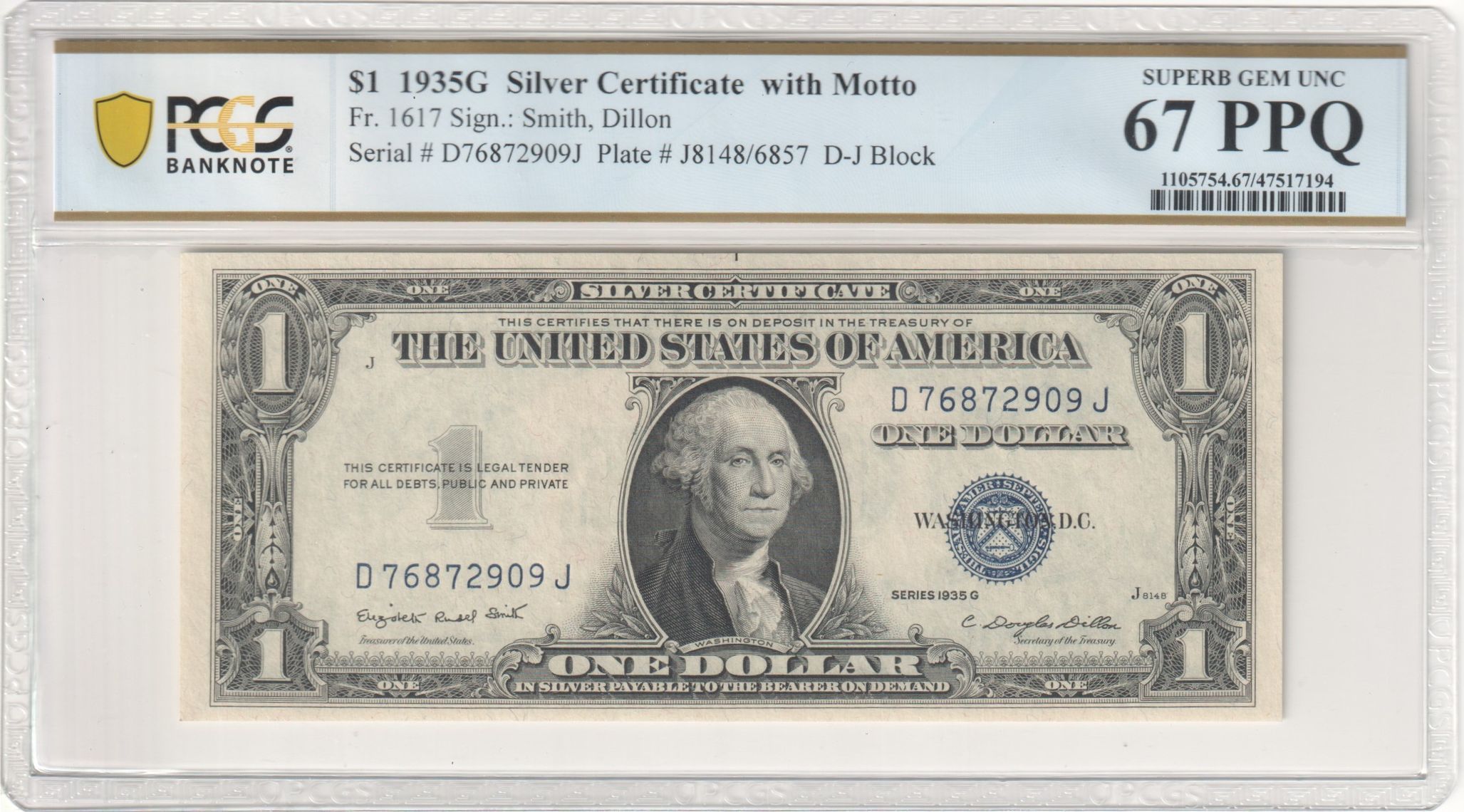 Fr 1617 1935g 1 Silver Certificate With Motto Pcgs Notefacts