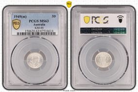 1949(m) 3D KM-44  Ag MS63