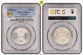 1953(m) Florin Small Rev. Denticles KM-54  Ag MS65